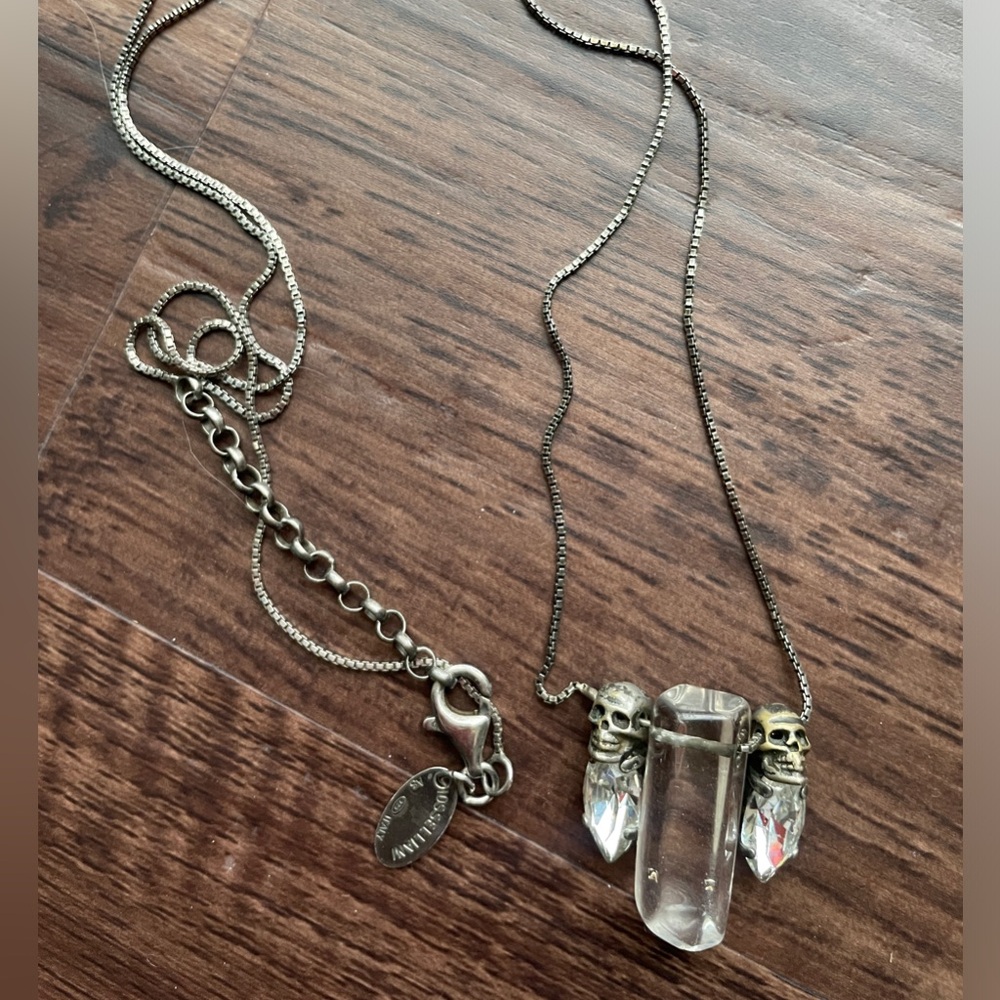 Iosselliani Crystal and Skull Pendant Necklace